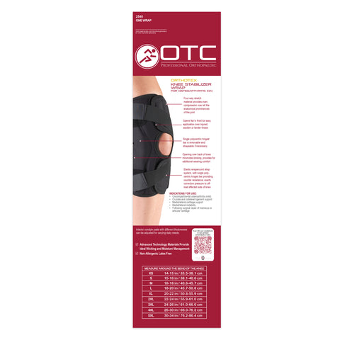 Back packaging of ORTHOTEX KNEE STABILIZER WRAP FOR OA