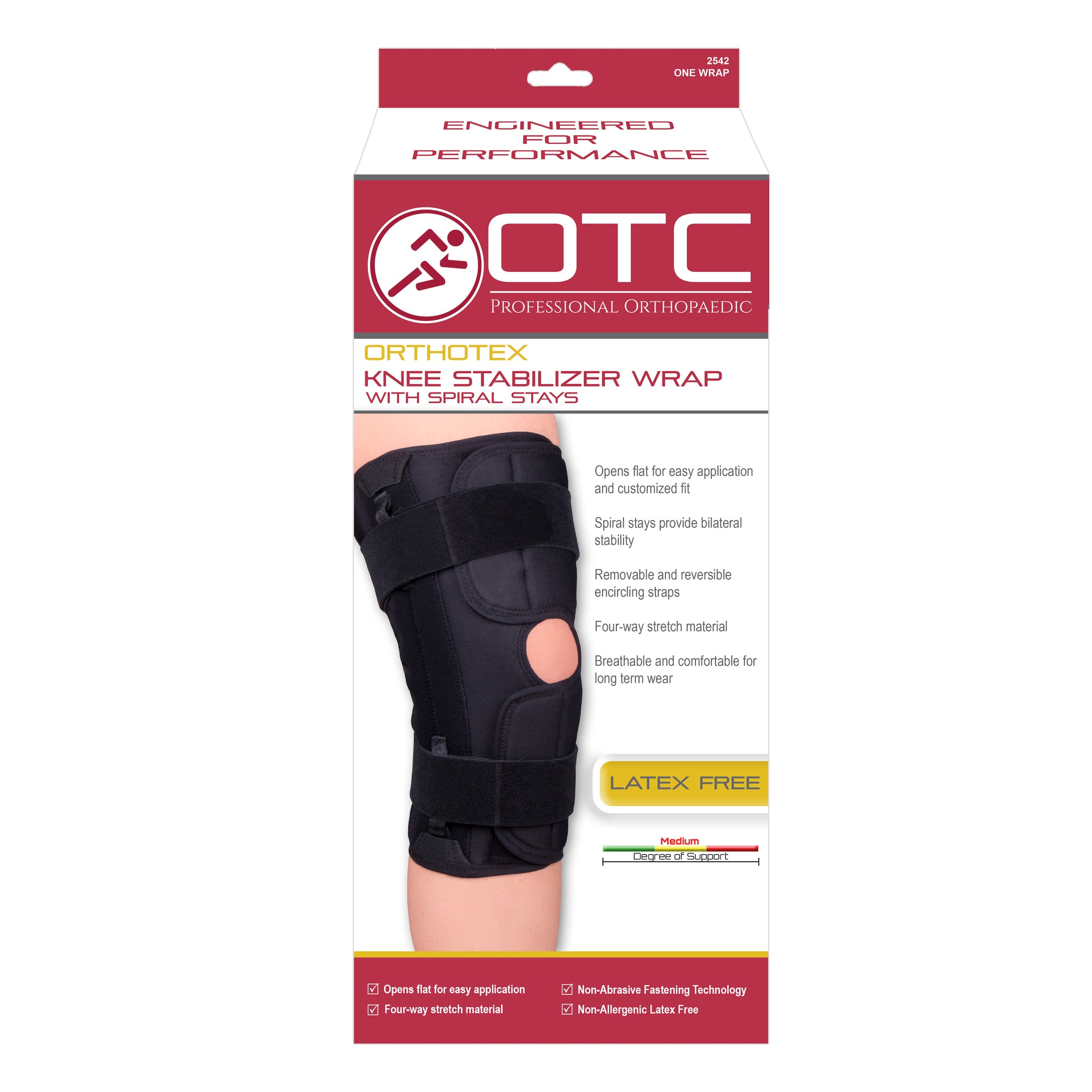 OTC Knee Stabilizer Wrap For Osteoarthritis - Orthotex Fabric, Left Side Insert, Size 3X-Large (18-19")