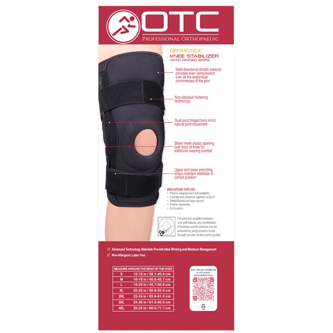 Back packaging of ORTHOTEX KNEE STABILIZER - HINGED BARS