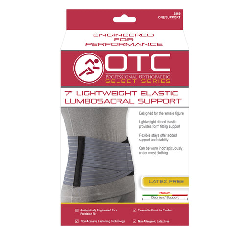 Front packaging of SELECT SERIES LIGHTWEIGHT ELASTIC LUMBOSACRAL SUPPORT