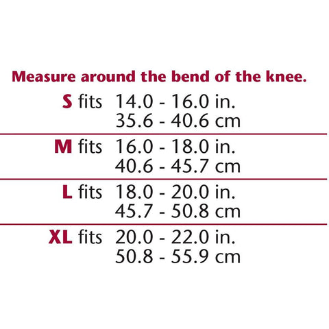 KNEE SUPPORT - VISCOELASTIC INSERT size chart