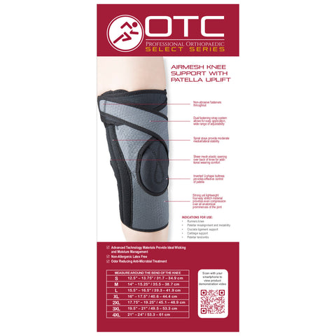 Rear packaging of AIRMESH KNEE SUPPORT WITH PATELLA UPLIFT