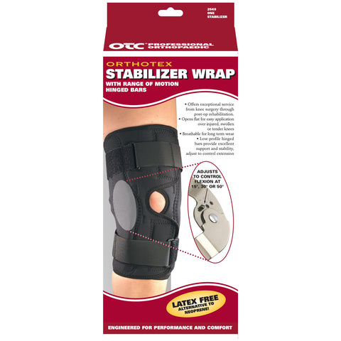 Front packaging of ORTHOTEX KNEE STABILIZER WRAP - ROM HINGED BARS